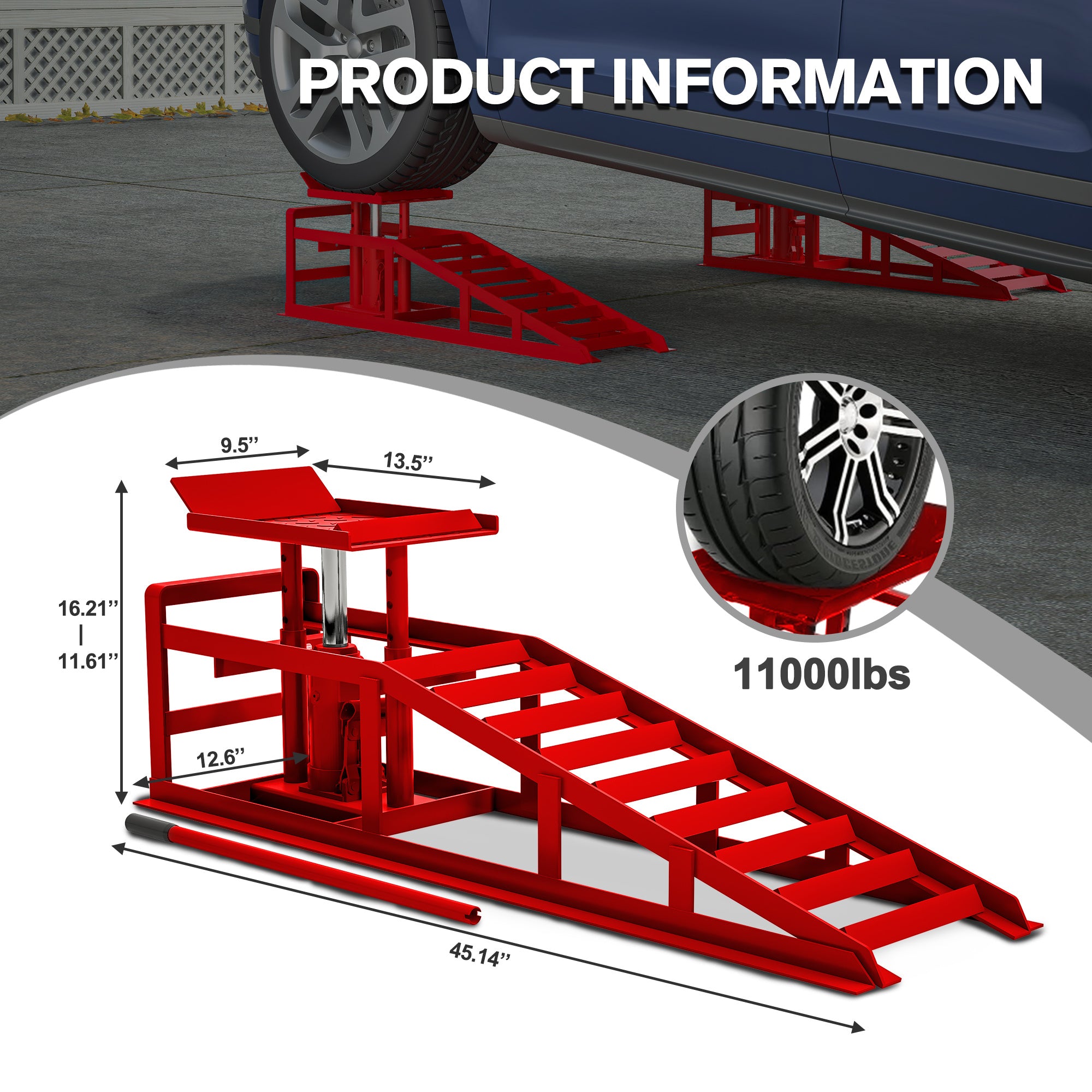 2 Pack Hydraulic 5 Tonne Hydraulic Vehicle Service Ramps