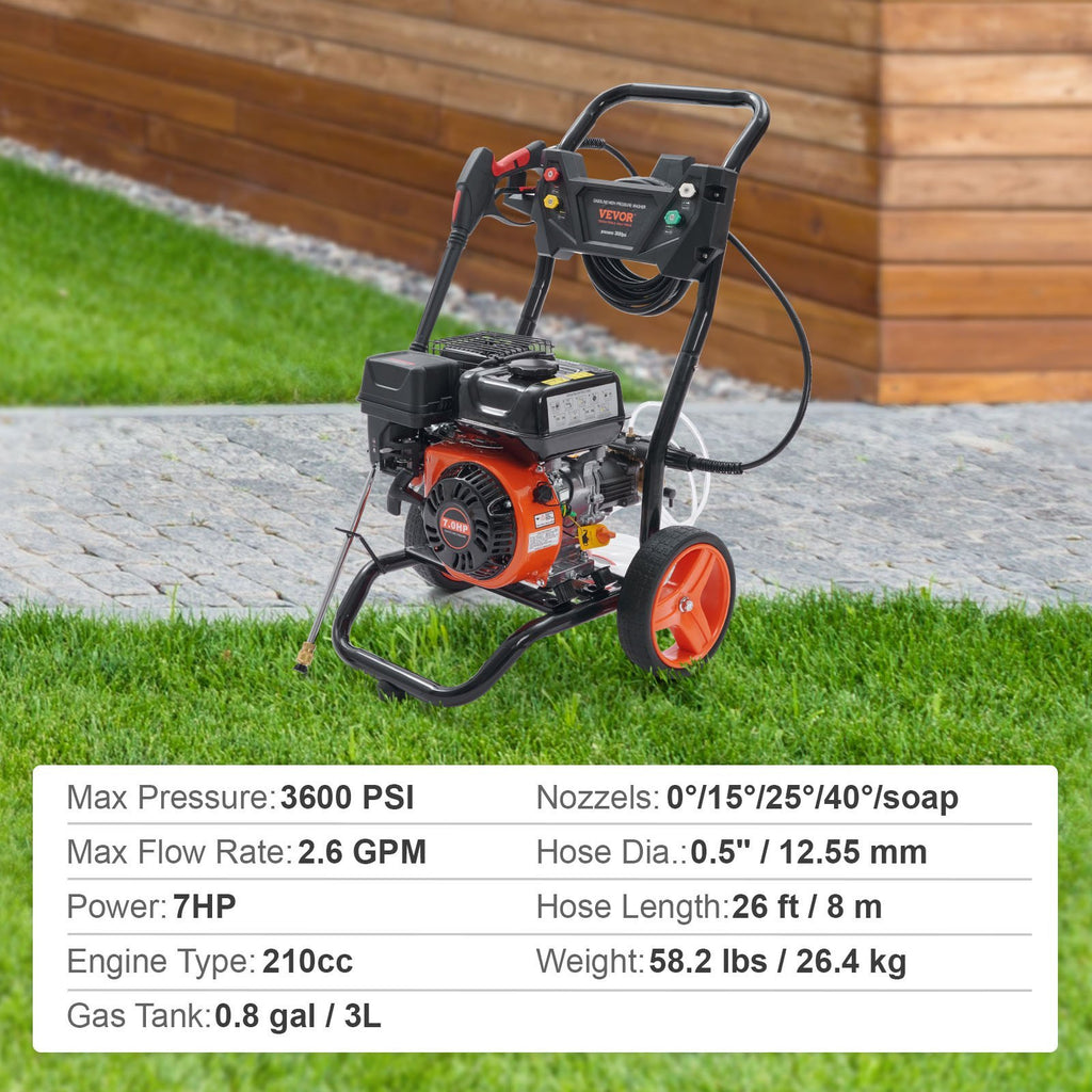 Industrial Gas Pressure Washer 3600 PSI & 7HP