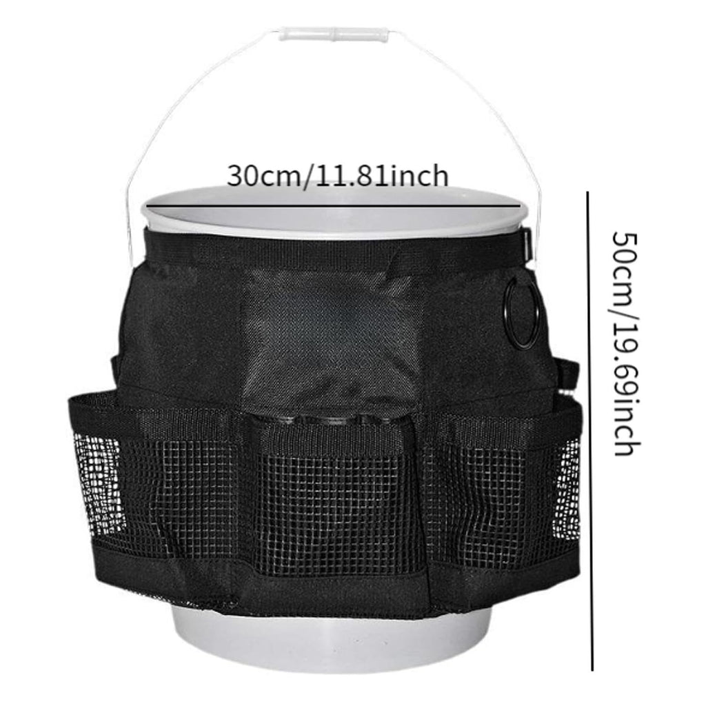 Black Polyester Cylindrical 5 Pocket Tool Holder Bag