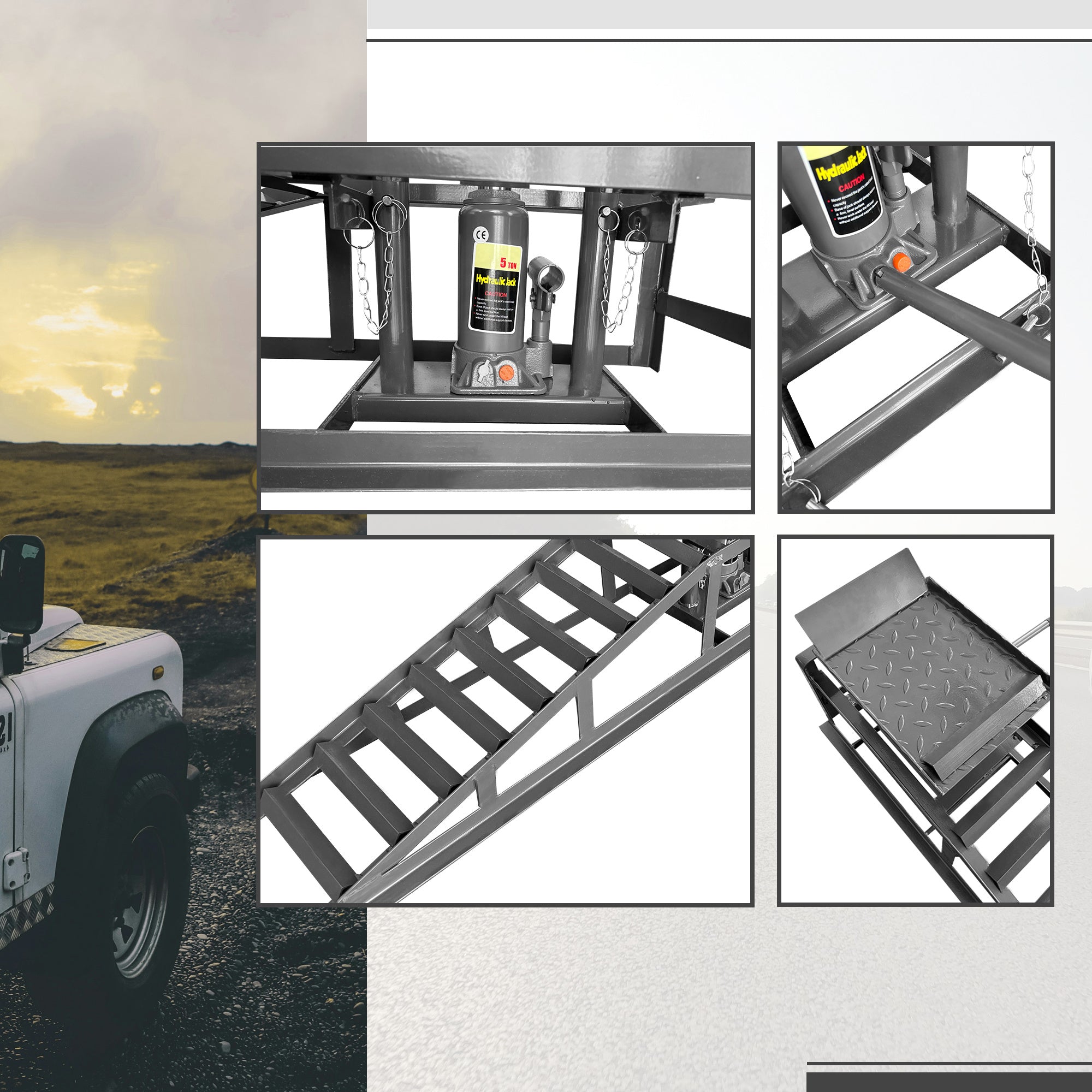 2 Pack Hydraulic 5 Tonne Hydraulic Vehicle Service Ramps