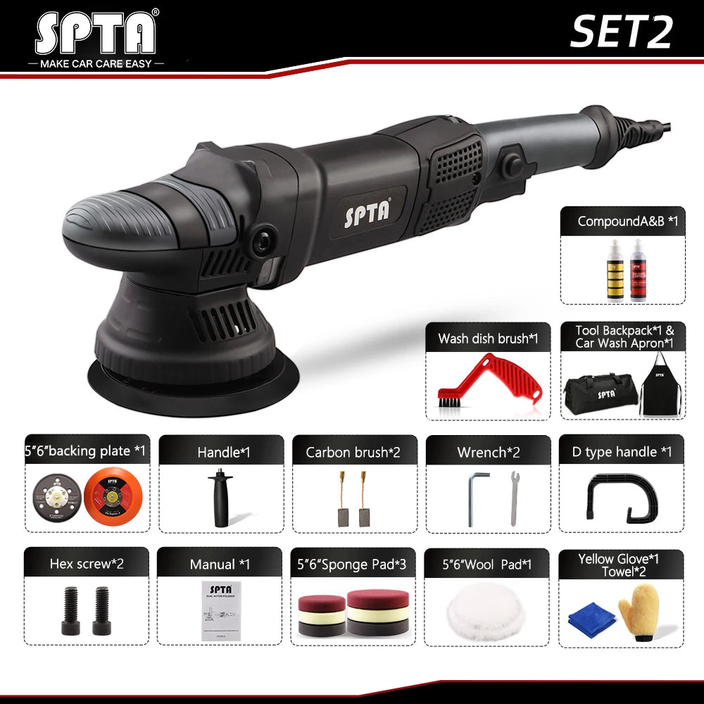SPTA 5inch 780W 15mm Dual Action Orbit Polisher