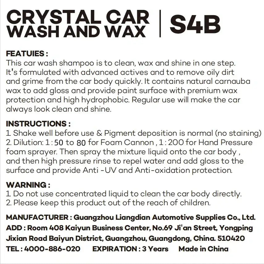 SRB Ceramic Crystal Wash and Wax Concentrated Shampoo