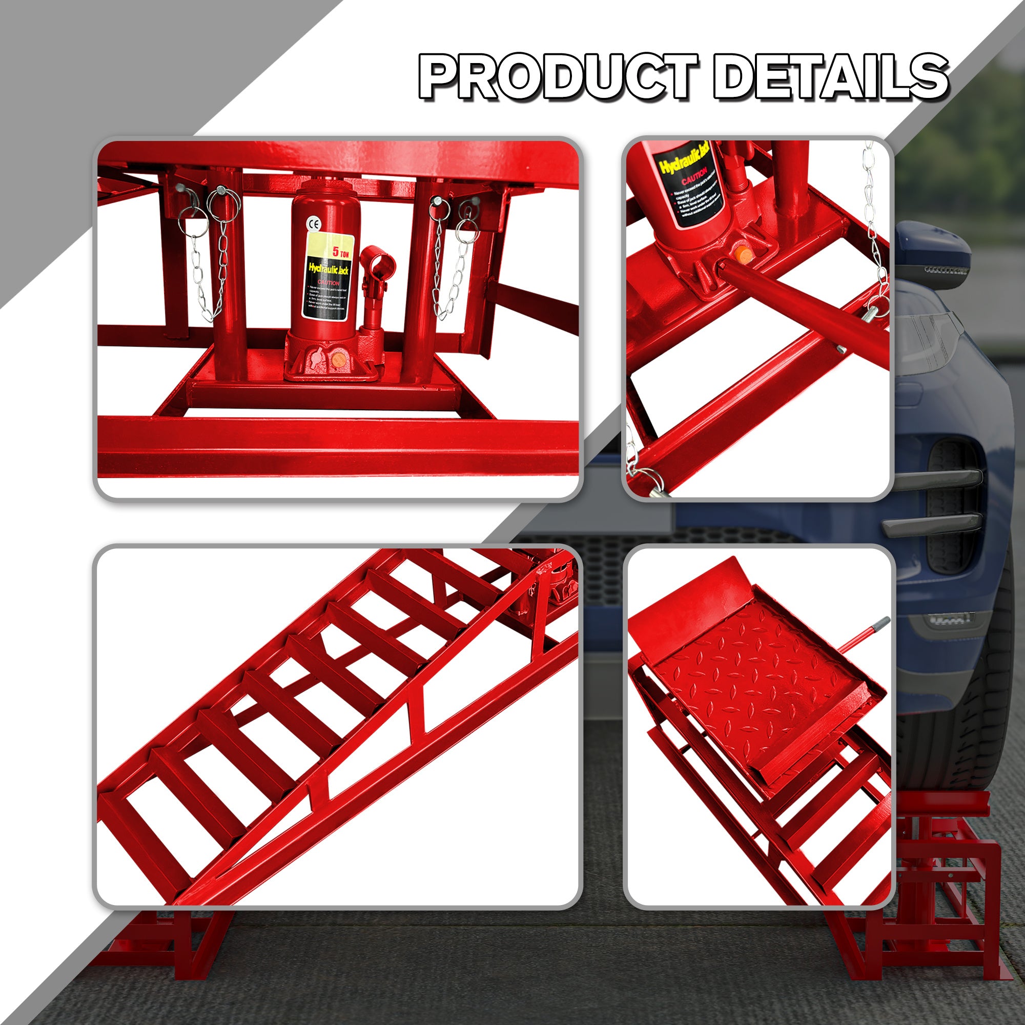 2 Pack Hydraulic 5 Tonne Hydraulic Vehicle Service Ramps