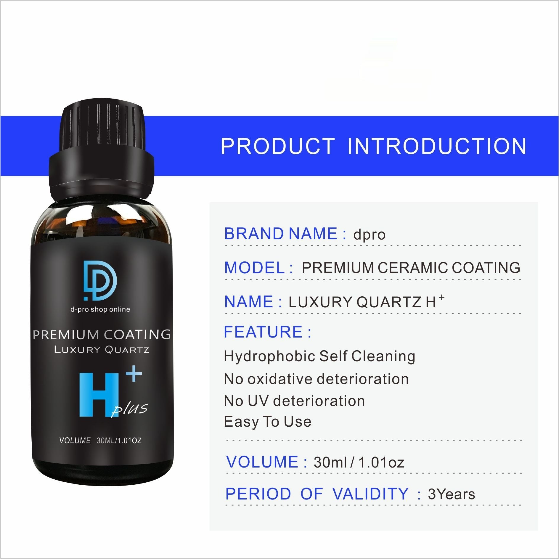 DPro Premium Ceramic Coating Upgrade H Plus Luxury Quartz